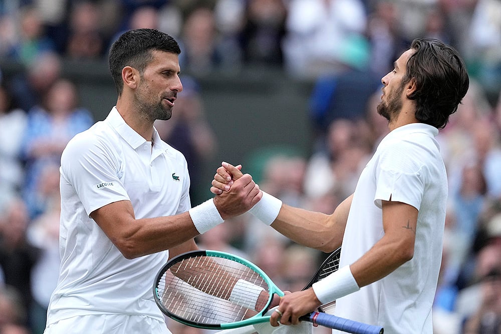 | Photo: AP/Mosa'ab Elshamy : Wimbledon tennis Semi-Final 2: Novak Djokovic vs Lorenzo Musetti